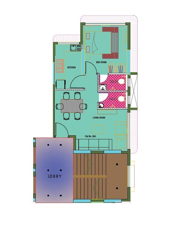 Floor plan of 1 BHK 560 Sq. Ft. Apartment in Kenny Kashi Bhuvan, Mumbai