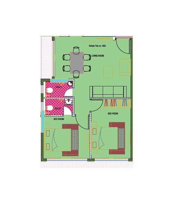 Floor plan of 2 BHK 570 Sq. Ft. Apartment in Kenny Kashi Bhuvan, Mumbai