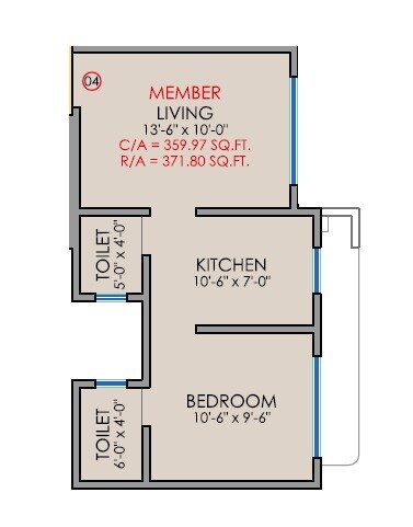 Floor plan of 1 BHK 372 Sq. Ft. Apartment in Ridhi Sidhi, Mumbai
