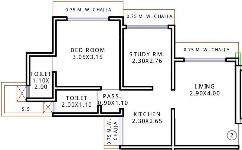 Floor plan of 1 BHK 440 Sq. Ft. Apartment in Khandelwal Yash Park, Mumbai