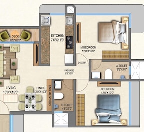 2 BHK 614 Sq. Ft. Apartment in Khushi Trilok Giriraj Kripa