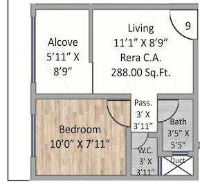 1 BHK 288 Sq. Ft. Apartment in Kings My Homes