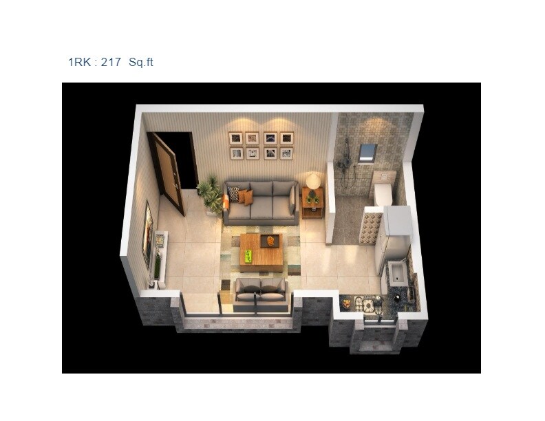 Floor plan of 217 Sq. Ft. Studio in Kings Paradise, Mumbai