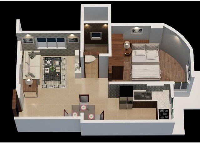 Floor plan of 1 BHK 401 Sq. Ft. Apartment in Kings Pride, Mumbai