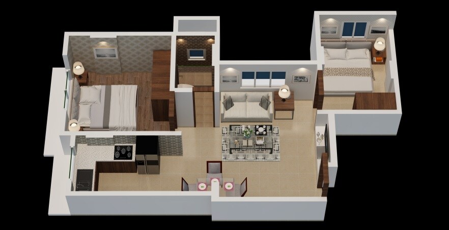 Floor plan of 2 BHK 466 Sq. Ft. Apartment in Kings Pride, Mumbai