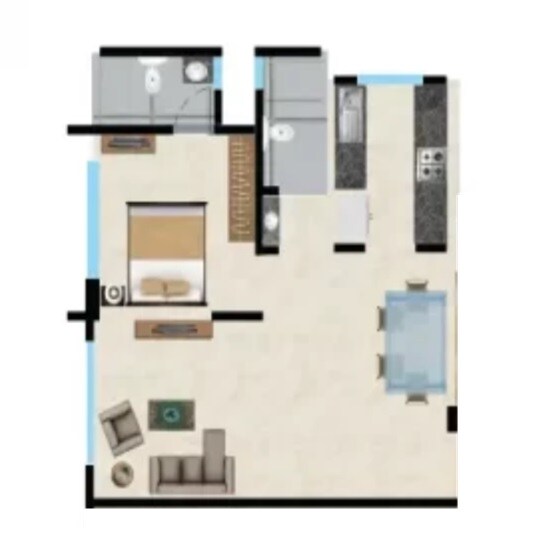 Floor plan of 1 BHK 425 Sq. Ft. Apartment in Kinjal Pride, Mumbai