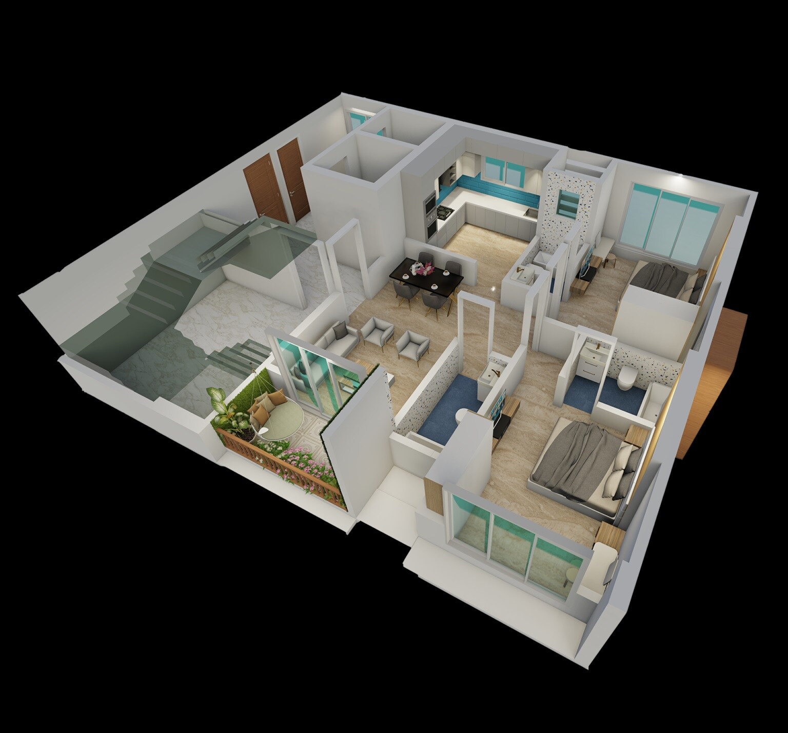 Floor plan of 2 BHK 764 Sq. Ft. Apartment in Kiron Amaresha, Mumbai