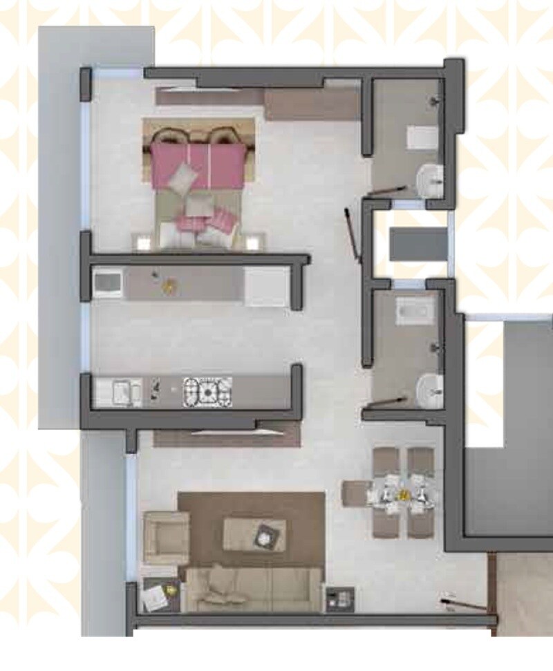 Floor plan of 1 BHK Apartment - 336 sq. ft. in Kojar Imperia, Mumbai