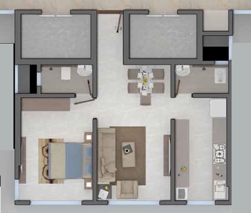 Floor plan of 1 BHK Apartment - 510 sq. ft. in Kojar Imperia, Mumbai