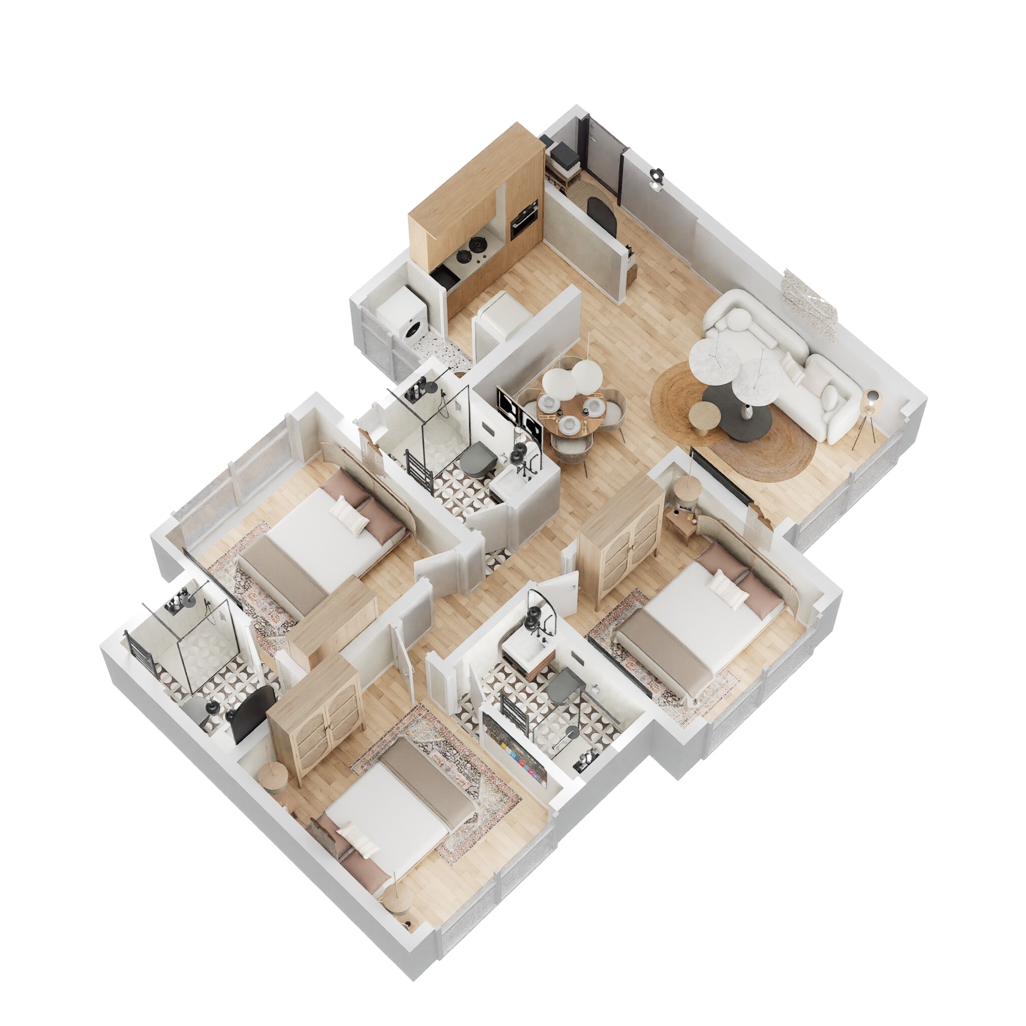 3 BHK 860 Sq. Ft. Apartment