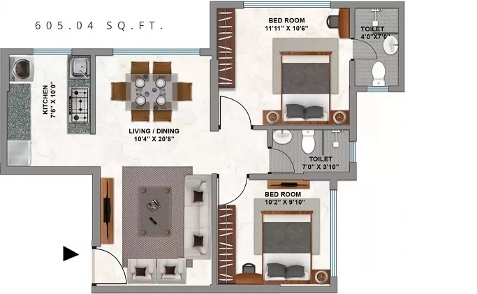 Other, kolte-patil-evara 2 Bedroom 605 Sq.Ft. Apartment In Kastur Park Mumbai 8226195