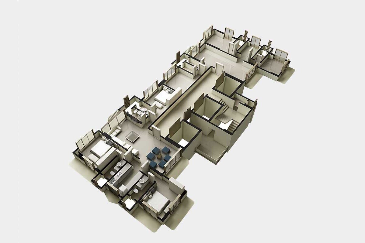 Floor plan of 3 BHK 1141 Sq. Ft. Apartment in Komal Aurum Heights, Mumbai