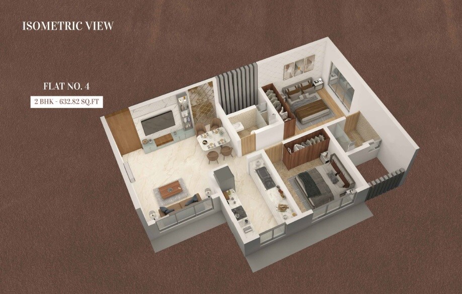 2 BHK 632 Sq. Ft. Apartment