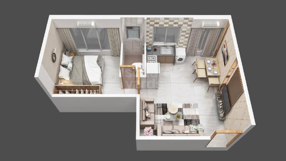 Floor plan of 1 BHK 350 Sq. Ft. Apartment in Kripa Elysium, Mumbai