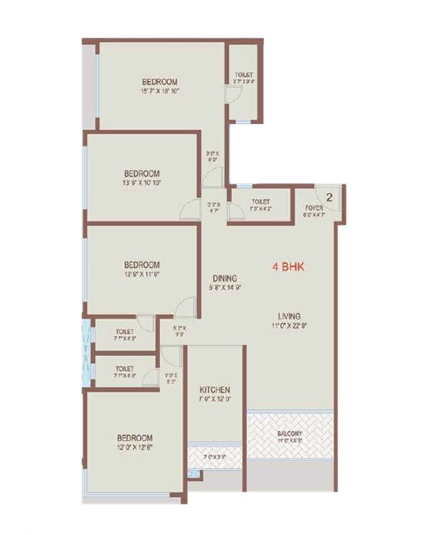 4 BHK 1333 Sq. Ft. Apartment