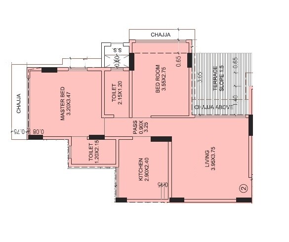 Floor plan of 2 BHK 554 Sq. Ft. Apartment in Krutishil Borivali Pushpa CHSL, Mumbai