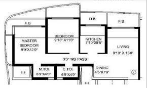 Floor plan of 2 BHK Apartment - 1080 sq. ft. in KT Vrindavan Vatik, Mumbai