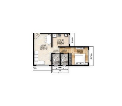 Floor plan of 1 BHK 325 Sq. Ft. Apartment in Kuber Palace, Mumbai