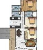 Floor plan of 3 BHK 1530 Sq. Ft. Apartment in Kumar Kul Aura, Mumbai