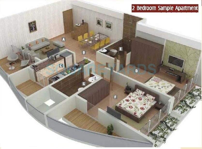 2 BHK 681 Sq. Ft. Apartment