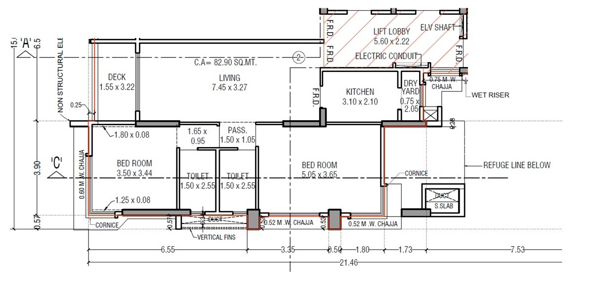 Floor plan of 2 BHK 892 Sq. Ft. Apartment in Kumar The Presidence, Mumbai