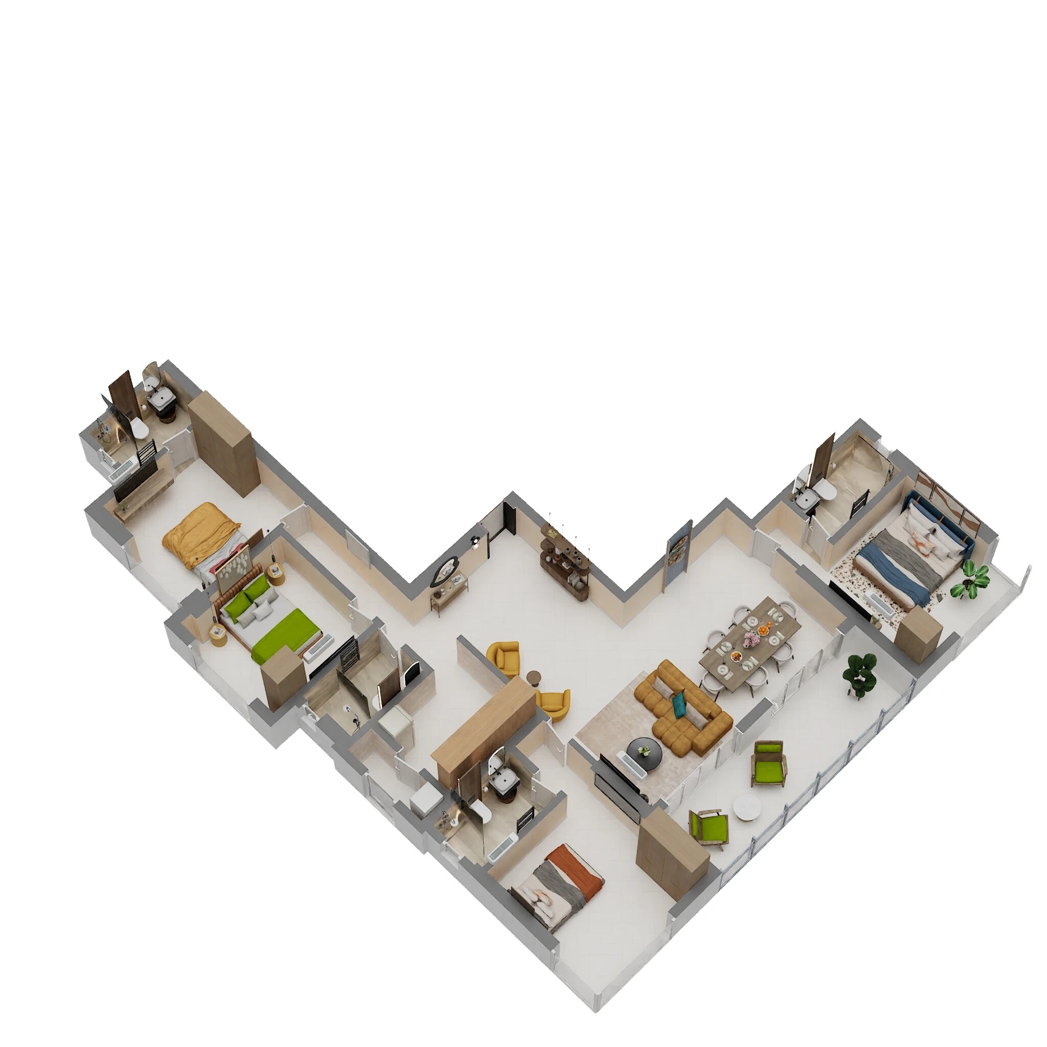 Floor plan of 4 BHK 1433 Sq. Ft. Apartment in Kumar The Presidence, Mumbai