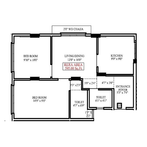 1 BHK 595 Sq. Ft. Apartment