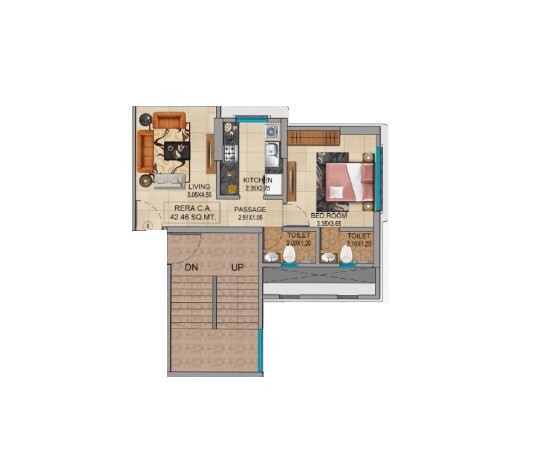 Floor plan of 1 BHK 457 Sq. Ft. Apartment in L K Samarpan, Mumbai