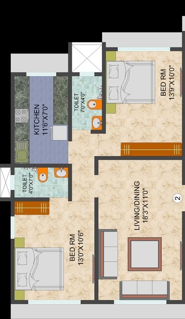 Other, l-nagpal-satnam-leela 2 Bedroom 650 Sq.Ft. Apartment In Chembur Mumbai 9026454