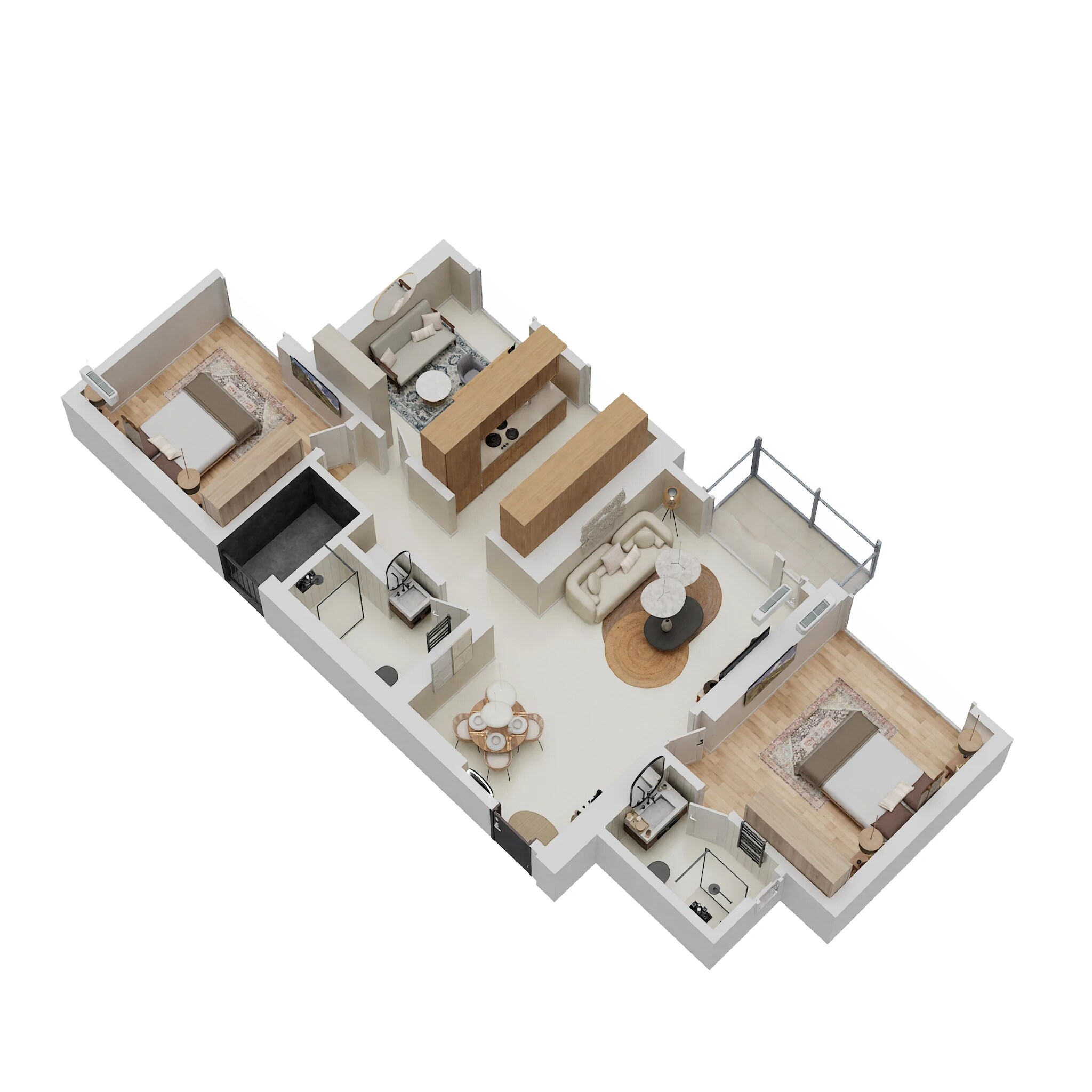 3 BHK 872 Sq. Ft. Apartment