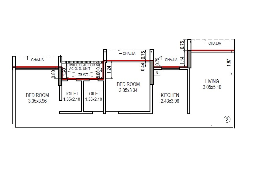 2 BHK 667 Sq. Ft. Apartment