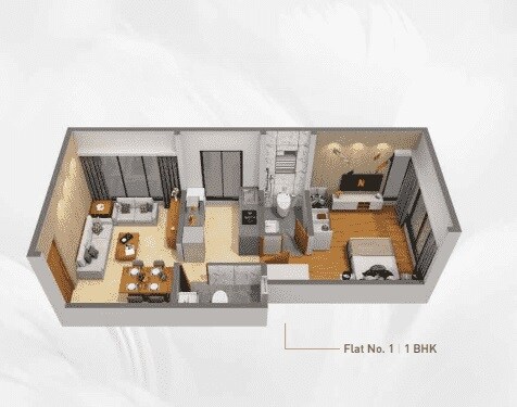 Floor plan of 1 BHK 379 Sq. Ft. Apartment in Ladiwala Bhavan, Mumbai