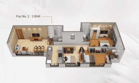 Floor plan of 3 BHK 803 Sq. Ft. Apartment in Ladiwala Bhavan, Mumbai