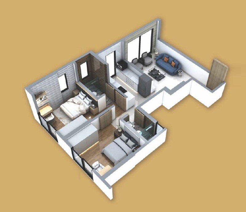 2 BHK 546 Sq. Ft. Apartment