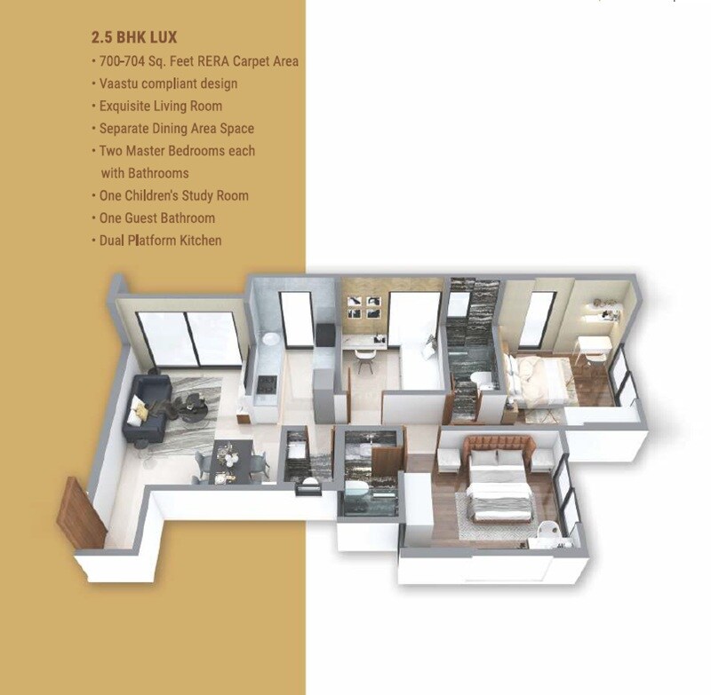 2 BHK 701 Sq. Ft. Apartment