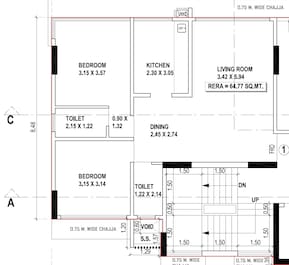 2 BHK 697 Sq. Ft. Apartment in Lakshmi Eternia