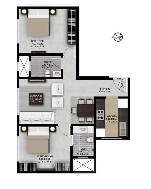  2 BHK Apartment at Lalani Grandeur, Goregaon East – for Rent