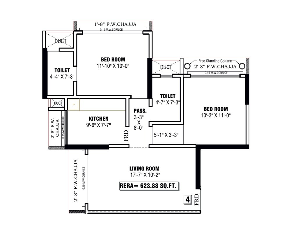 2 BHK 624 Sq. Ft. Apartment