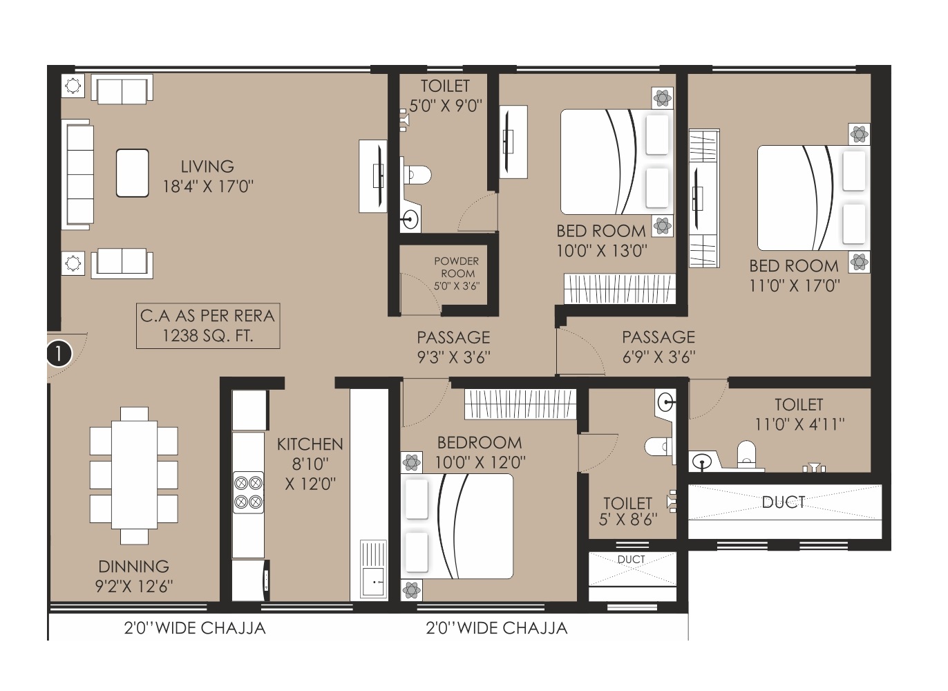 3 BHK 1238 Sq. Ft. Apartment in Laxmi Raajvilas Malad