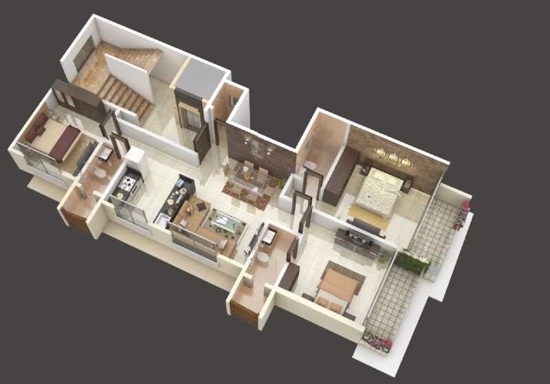 3 BHK 910 Sq. Ft. Apartment