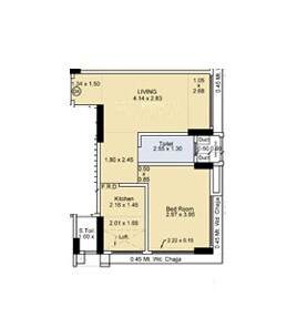 Floor plan of 1 BHK Apartment - 479 sq. ft. in Limra Burj Qadri, Mumbai