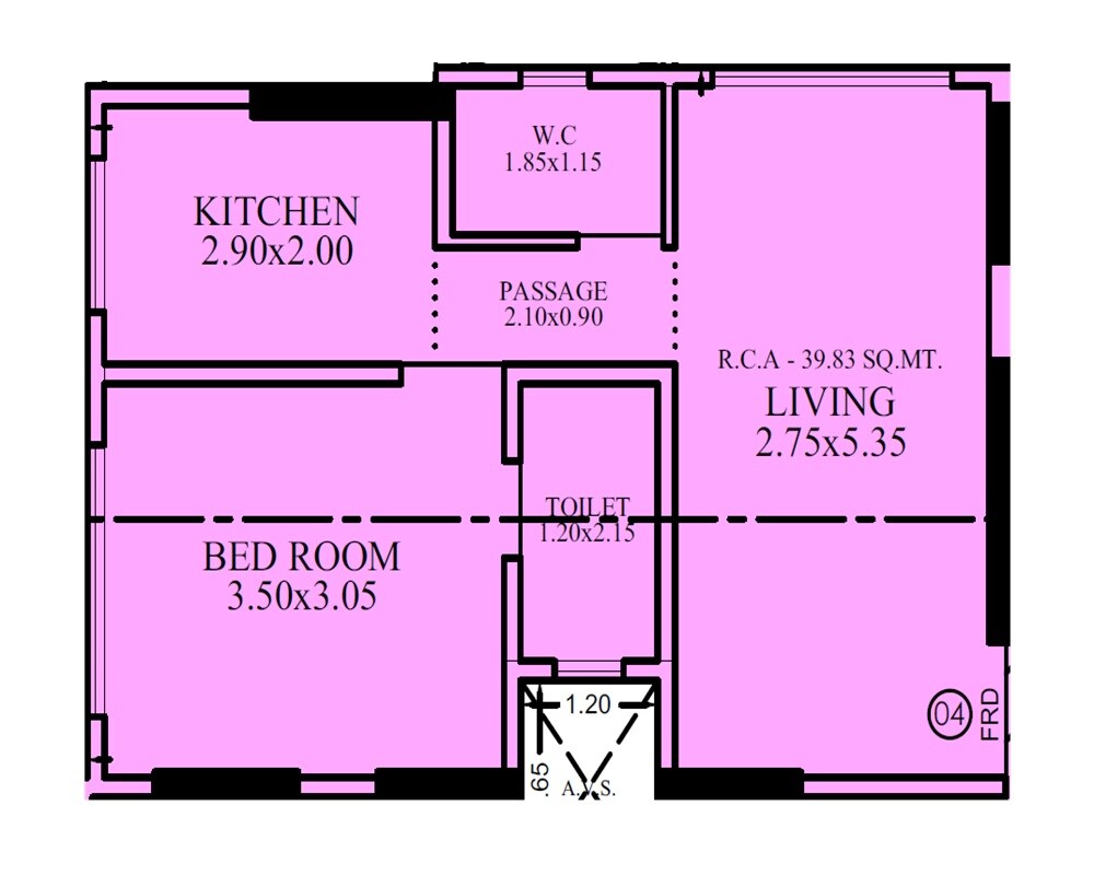 Floor plan of 1 BHK 429 Sq. Ft. Apartment in LK Aura, Mumbai