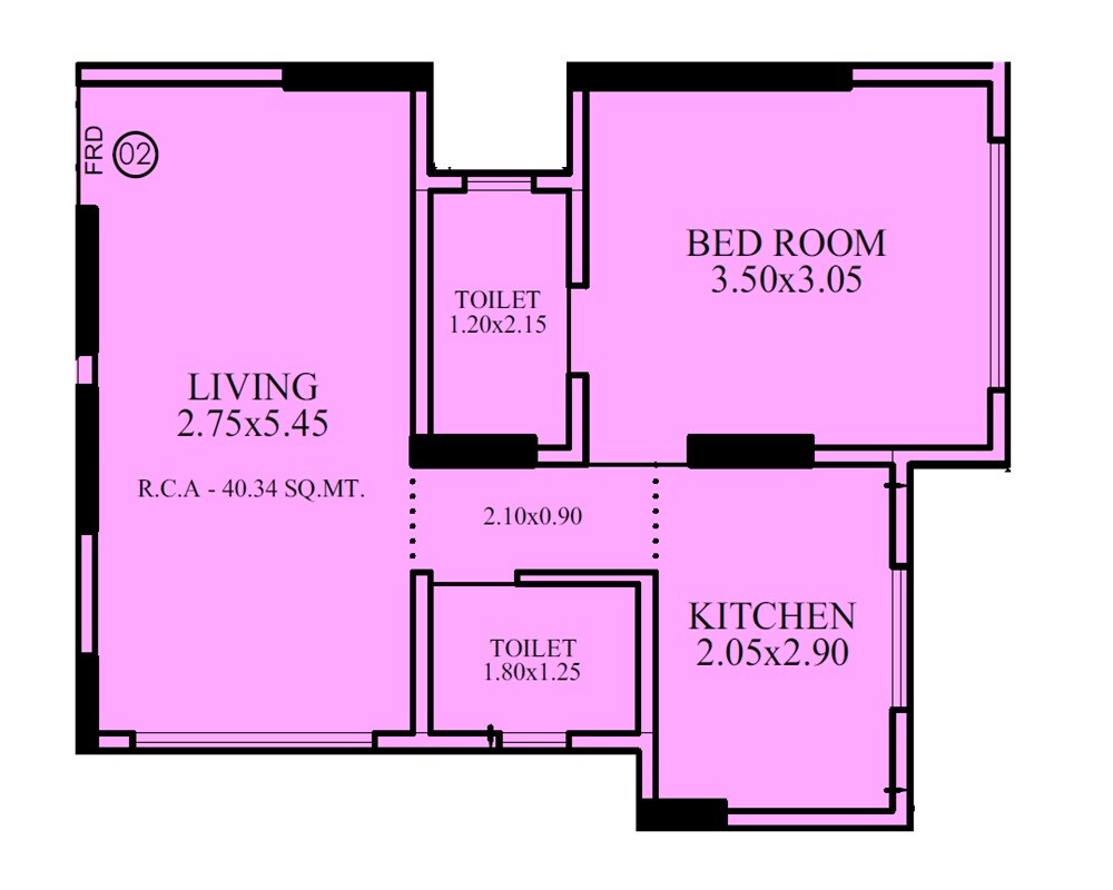 Floor plan of 1 BHK 434 Sq. Ft. Apartment in LK Aura, Mumbai