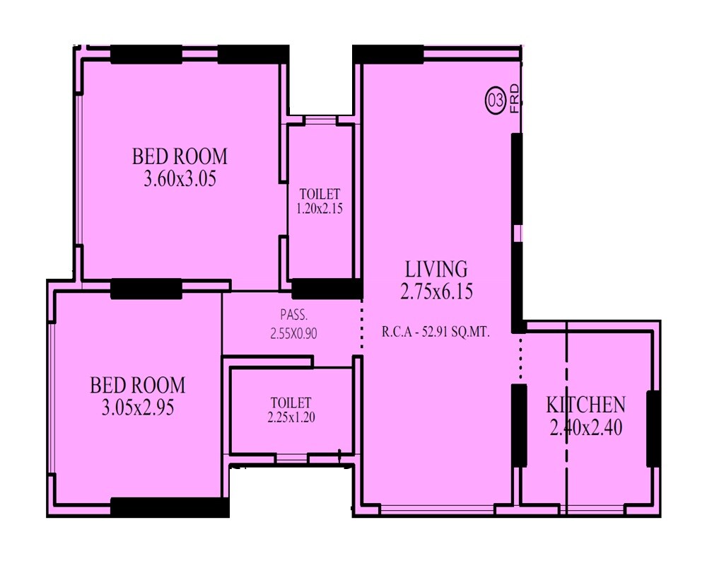 2 BHK 570 Sq. Ft. Apartment