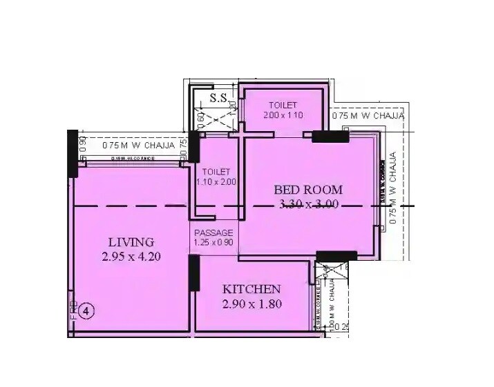 Floor plan of 1 BHK 377 Sq. Ft. Apartment in LK Rupali, Mumbai