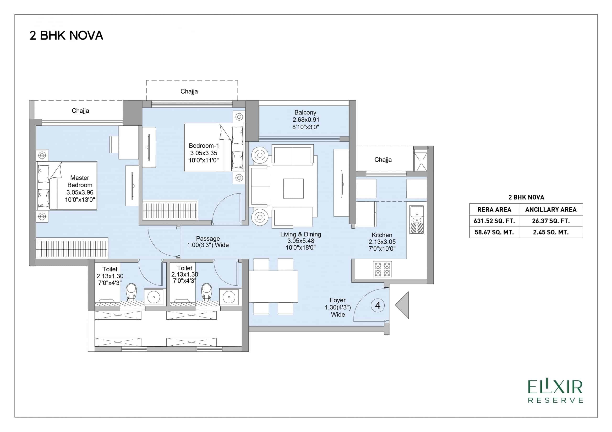 2 BHK 658 Sq. Ft. Apartment in LnT Elixir Reserve