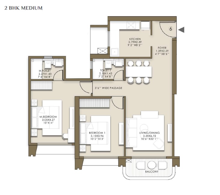 2 BHK 734 Sq. Ft. Apartment in LnT Island Cove