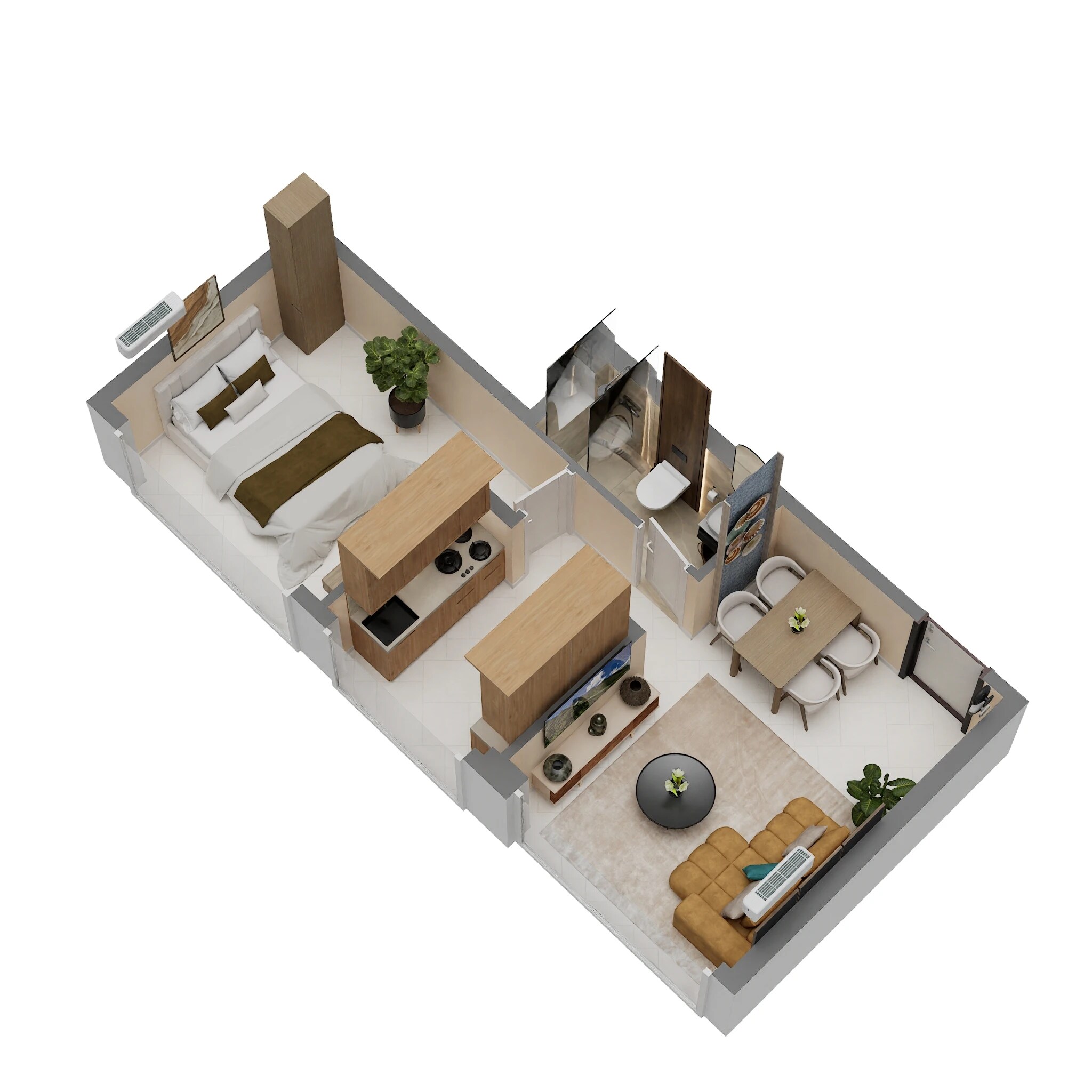 Floor plan of 1 BHK 359 Sq. Ft. Apartment in LnT Realty Emerald Isle, Mumbai
