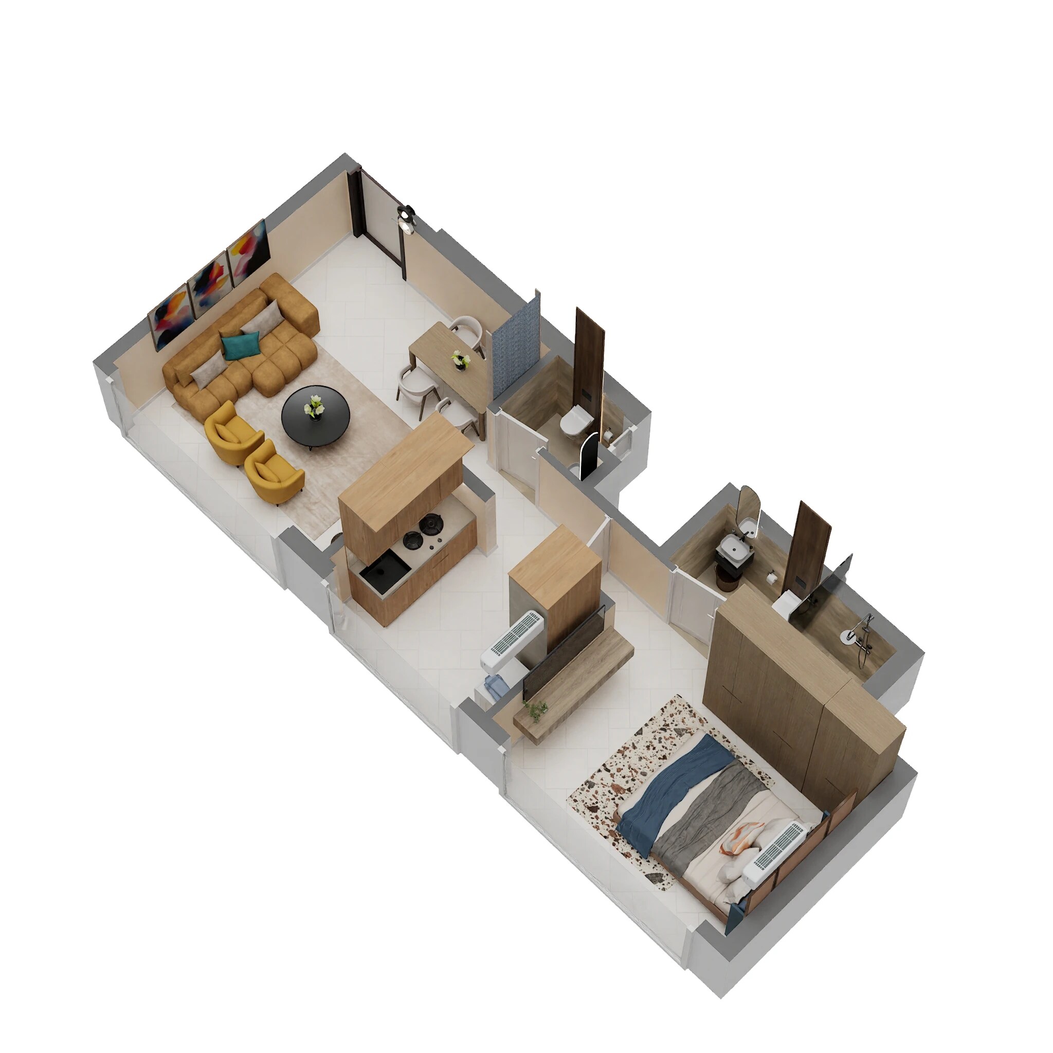Floor plan of 1 BHK 382 Sq. Ft. Apartment in LnT Realty Emerald Isle, Mumbai