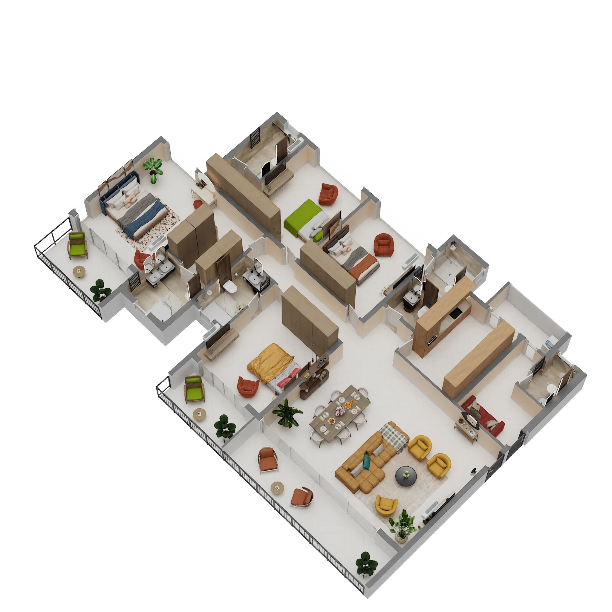 Floor plan of 4 BHK 1652 Sq. Ft. Apartment in LnT Realty Emerald Isle, Mumbai